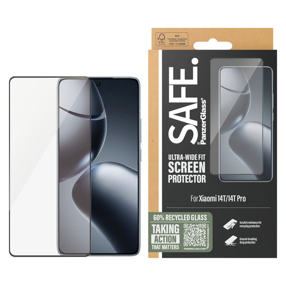 Edzett üveg UWF Xiaomi 14T/14T Pro készülékhez, Fekete, SAFE by PanzerGlass