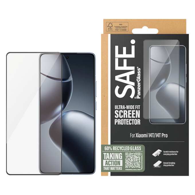 Edzett üveg UWF Xiaomi 14T/14T Pro készülékhez, Fekete, SAFE by PanzerGlass