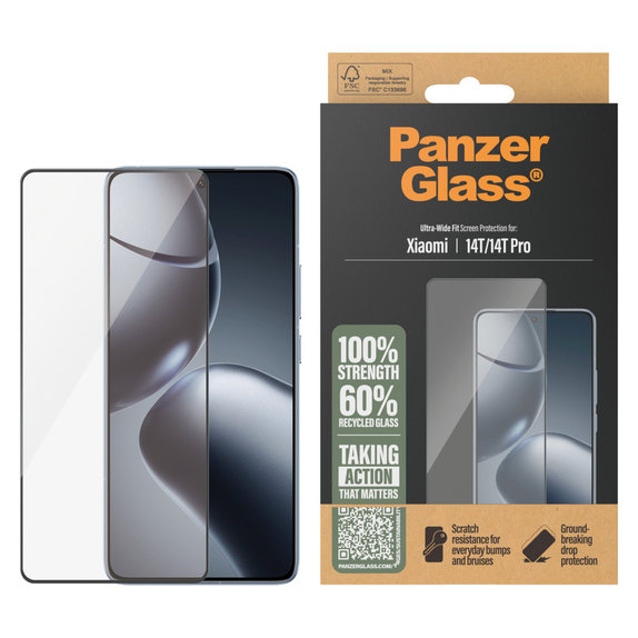 Edzett üveg UWF Xiaomi 14T/14T Pro készülékhez, Fekete, PanzerGlass