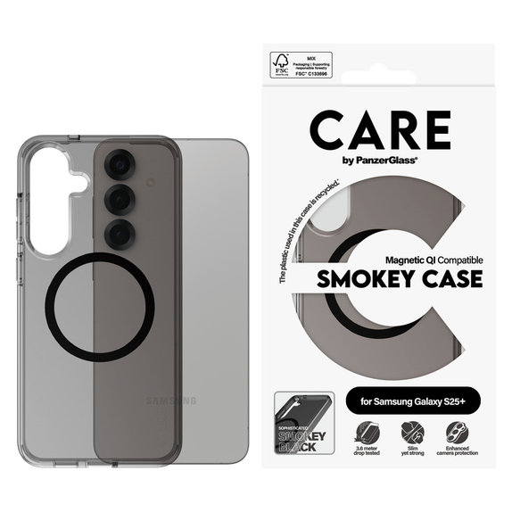 Tok Smokey fekete QI-val Samsung Galaxy S25+ készülékhez, Fekete, PanzerGlass