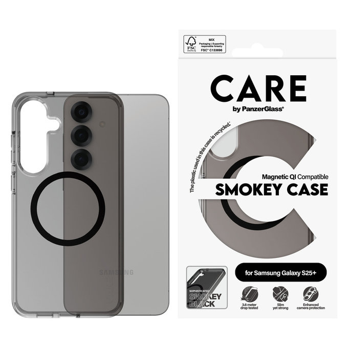 Tok Smokey fekete QI-val Samsung Galaxy S25+ készülékhez, Fekete, PanzerGlass