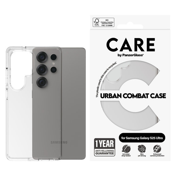 Tok Urban Combat Samsung Galaxy S25 Ultra készülékhez, Átlátszó, PanzerGlass