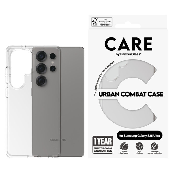 Tok Urban Combat Samsung Galaxy S25 Ultra készülékhez, Átlátszó, PanzerGlass