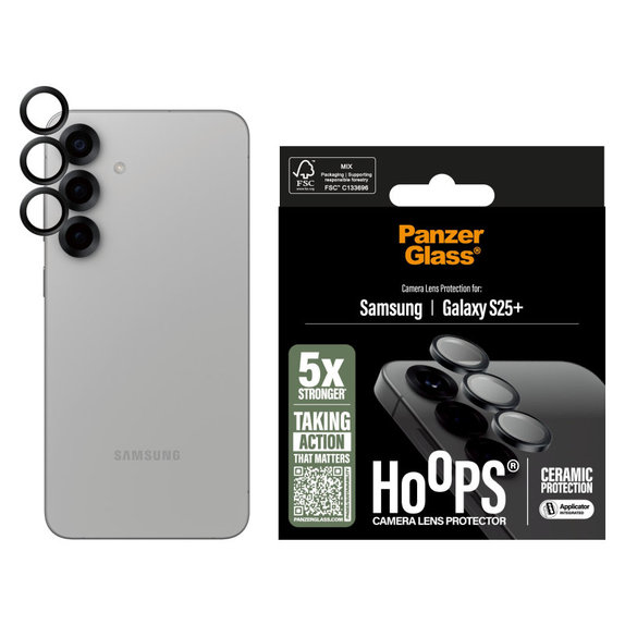 Objektívlencse védő Hoops Ceramic Samsung S25+, Fekete, PanzerGlass