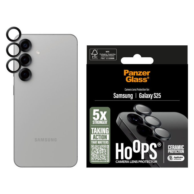Hoops Ceramic Kameralencse-védő Samsung S25 készülékhez, Fekete, PanzerGlass