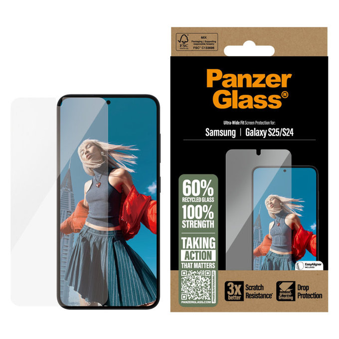 UWF edzett üveg applikátorral Samsung S25 készülékhez, Átlátszó, PanzerGlass