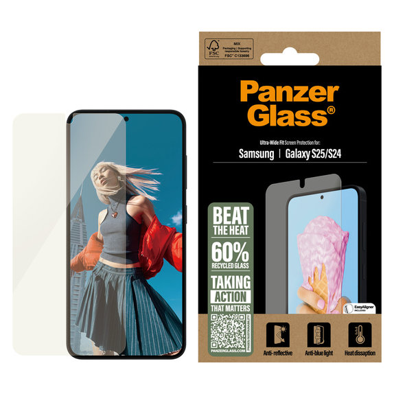 Edzett üveg UWF All-in-One applikátorral Samsung Galaxy S25 készülékhez, Átlátszó, PanzerGlass