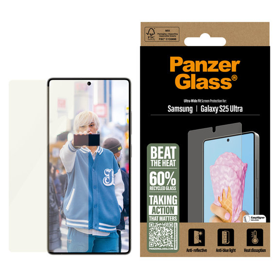 Edzett üveg UWF All-in-One applikátorral Samsung Galaxy S25 Ultra készülékhez, Átlátszó, PanzerGlass