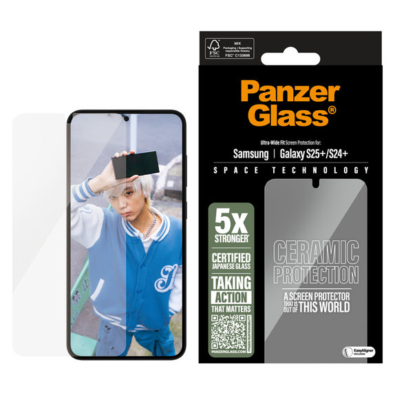 Edzett üveg UWF Ceramic applikátorral Samsung Galaxy S25+ készülékhez, Átlátszó, PanzerGlass