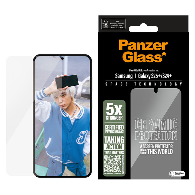Edzett üveg UWF Ceramic applikátorral Samsung Galaxy S25+ készülékhez, Átlátszó, PanzerGlass