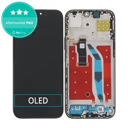 Honor 200 Lite - LCD Kijelző + Érintőüveg + Keret (Midnight Black) OLED