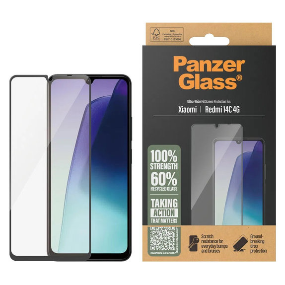 Edzett üveg UWF Xiaomi Redmi 14C 4G készülékhez, Átlátszó, PanzerGlass