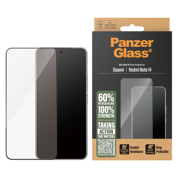 Edzett üveg UWF Xiaomi Redmi Note 14 készülékhez, Fekete, PanzerGlass