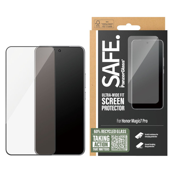 Edzett üveg UWF Honor Magic7 Pro készülékhez, Fekete, SAFE by PanzerGlass