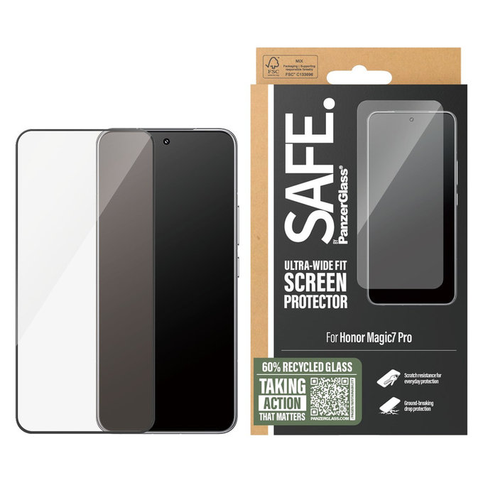 Edzett üveg UWF Honor Magic7 Pro készülékhez, Fekete, SAFE by PanzerGlass