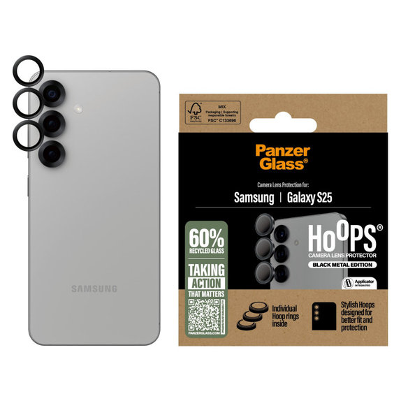 Hoops Kameralencse-védő Samsung S25 készülékhez, Fekete, PanzerGlass
