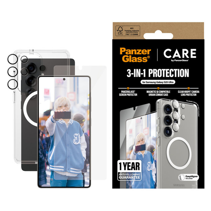 Bundle 3 az 1-ben Samsung Galaxy S25 Ultra készülékhez, PanzerGlass