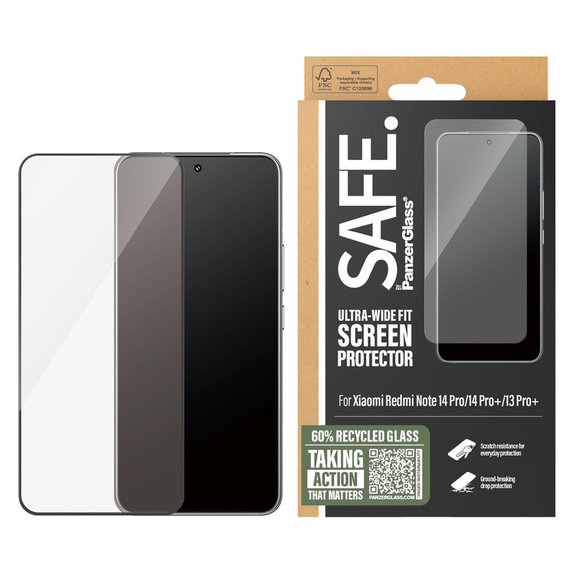 Edzett üveg UWF Xiaomi Redmi Note 14 Pro/14 Pro+/13 Pro+ készülékhez, Fekete, SAFE by PanzerGlass