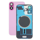 Apple iPhone 16 - Hátsó üveg + Kamera lencse + Fémlemez + Magsafe mágnes (Pink)