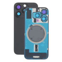 Apple iPhone 16 Pro - Hátsó üveg + Kamera lencse + Fémlemez + Magsafe mágnes (Black Titanium)