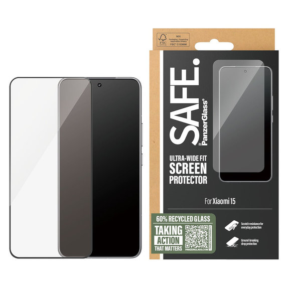 Edzett üveg UWF Xiaomi 15 készülékhez, Fekete, SAFE by PanzerGlass