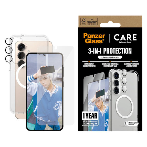 Bundle 3 az 1-ben Samsung Galaxy S25+ készülékhez, PanzerGlass