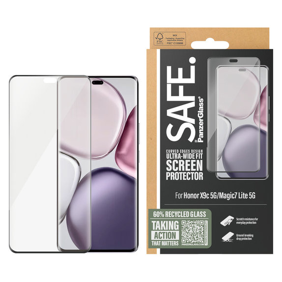 Edzett üveg UWF Honor X9c 5G/Magic7 Lite 5G készülékhez, Fekete, SAFE by PanzerGlass