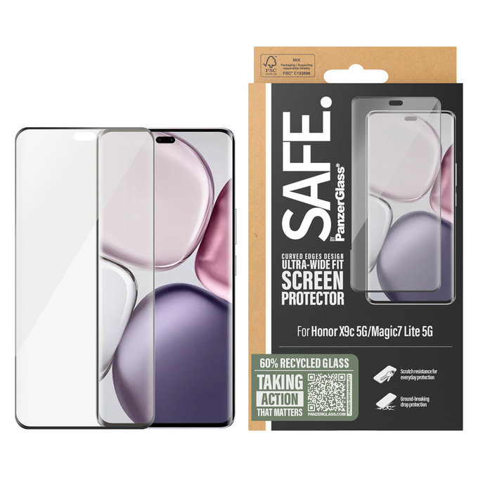 Edzett üveg UWF Honor X9c 5G/Magic7 Lite 5G készülékhez, Fekete, SAFE by PanzerGlass