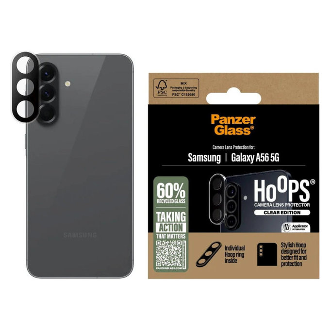 Hoops Kameralencse-védő Samsung A56 5G készülékhez, Átlátszó, PanzerGlass