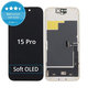 Kijelző Soft OLED iPhone 15 Pro - Érintőüveg + Keret, DIAGNOSTIC