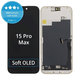 Kijelző Soft OLED iPhone 15 Pro Max - Érintőüveg + Keret, DIAGNOSTIC