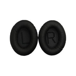 Csere fülpárnák Bose QuietComfort 35 fejhallgatóhoz, Memóriahab + PU bőr, Fekete, 1 pár