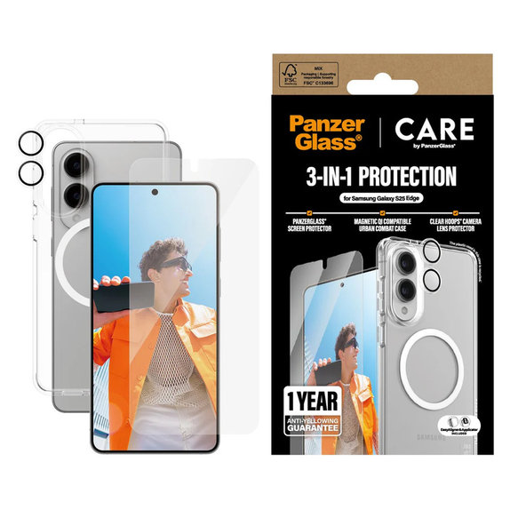 Bundle 3 az 1-ben Samsung Galaxy S25 Edge készülékhez, PanzerGlass