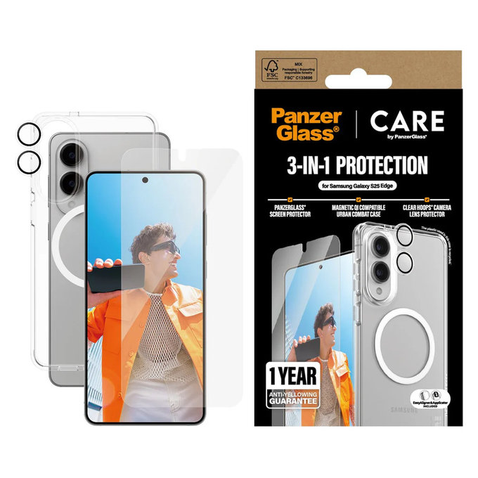 Bundle 3 az 1-ben Samsung Galaxy S25 Edge készülékhez, PanzerGlass