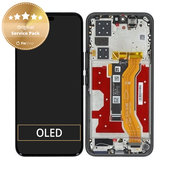 Honor 400 Pro - LCD Kijelző + Érintőüveg + Keret (Midnight Black) - 0235APFA Genuine Service Pack