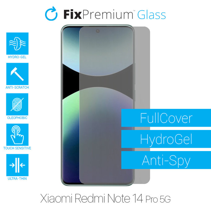 FixPremium HydroGel Anti-Spy - Védőfólia - Xiaomi Redmi Note 14 Pro 5G 24090RA29G