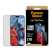 UWF 2-Way Privacy edzett üveg Fastfit applikátorral iPhone 17 Pro Max készülékhez, Fekete, PanzerGlass