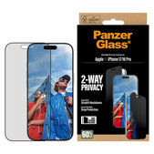 UWF 2-Way Privacy edzett üveg Fastfit applikátorral iPhone 17/16 Pro készülékhez, Fekete, PanzerGlass