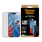 UWF 2-Way Privacy edzett üveg Fastfit applikátorral iPhone 17/16 Pro készülékhez, Fekete, PanzerGlass