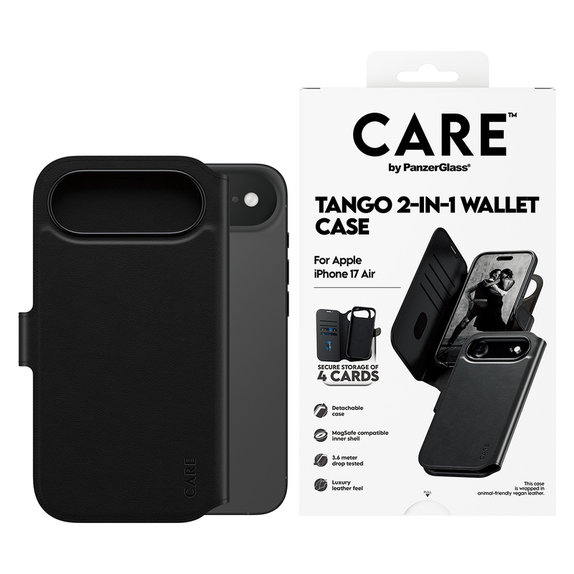 Tok Wallet Tango Two-In-One MagSAFE by PanzerGlass-fel iPhone Air készülékhez, Fekete, PanzerGlass