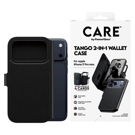 Tok Wallet Tango Two-In-One MagSafe-fel - iPhone 17 Pro Max, fekete, PanzerGlass