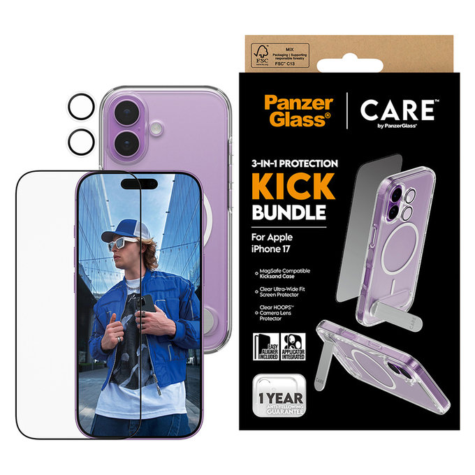 Bundle 3 az 1-ben Kick iPhone 17 készülékhez, PanzerGlass