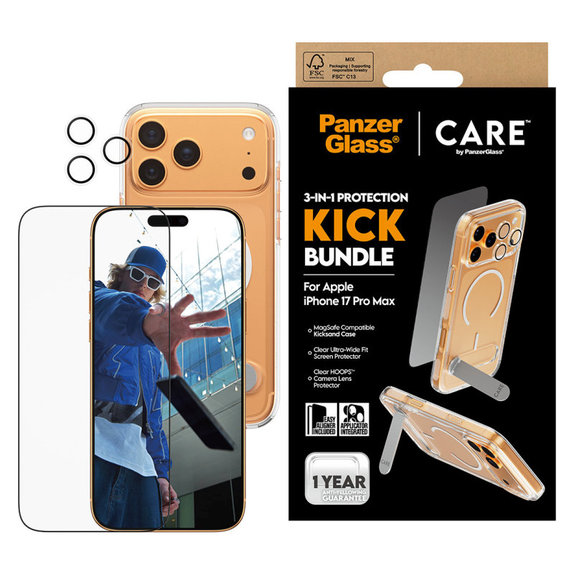 Bundle 3 az 1-ben Kick iPhone 17 Pro Max készülékhez, PanzerGlass