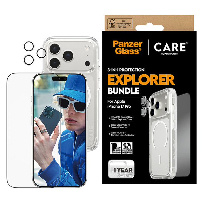 Bundle 3 az 1-ben Explorer iPhone 17 Pro készülékhez, PanzerGlass