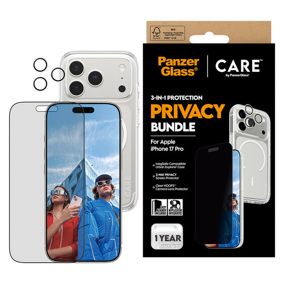 Bundle 3 az 1-ben Privacy iPhone 17 Pro készülékhez, PanzerGlass