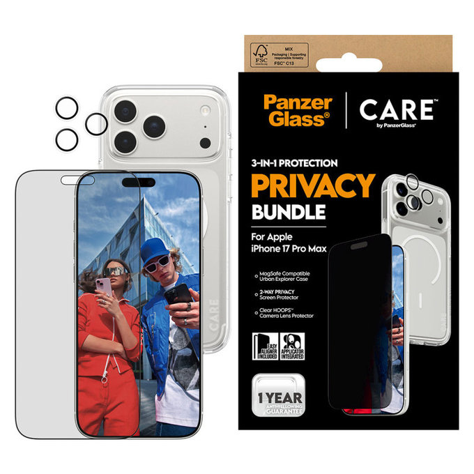 Bundle 3 az 1-ben Privacy iPhone 17 Pro Max készülékhez, PanzerGlass