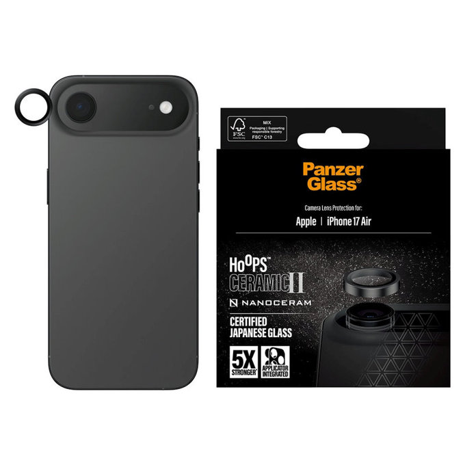 Hoops Ceramic II Kameralencse-védő iPhone 17 Air készülékhez, Fekete, PanzerGlass