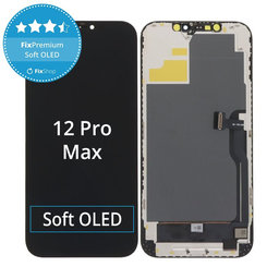 Kijelző Soft OLED iPhone 12 Pro Max - Érintőüveg + Keret, DIAGNOSTIC