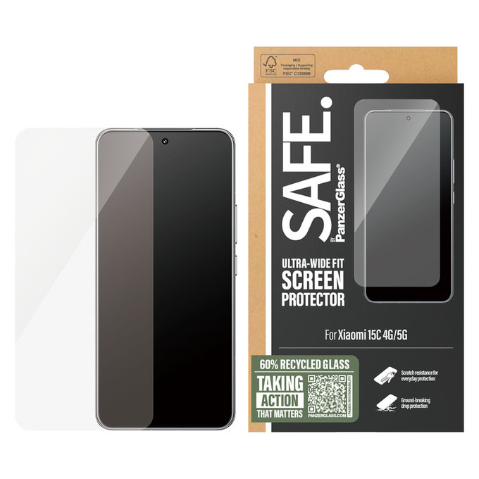 Edzett üveg UWF Xiaomi 15C 5G készülékhez, Fekete, SAFE by PanzerGlass