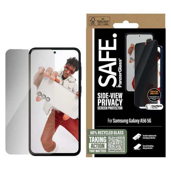 Edzett üveg UWF Privacy Samsung Galaxy A56 5G készülékhez, Fekete, SAFE by PanzerGlass
